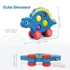 ICEKO Wooden Pull Along Toddler Toys，Dinosaur Walking Pull Toy，Developmental Toys for 1 2 3 Year Old Baby Birthday Gift