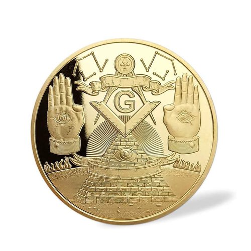 Masonic Challenge Coin Gold Plated Freemason Commemorative Coins