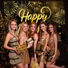 Happy New Year Banner Gold Firework Happy New Year Decorations New Years Backdrop for 2025 Party Decorations New Years Eve Banner for New Years Party Supplies