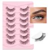 Natural Lashes False Eyelashes Wispy Eye Lashes 13mm Short Eyelashes with Thin Memory Band Volume Wispy Lashes Soft Strip Lashes Pack C Curl Natural Eyelashes Fake Lashes 7 Pair EVENTILL