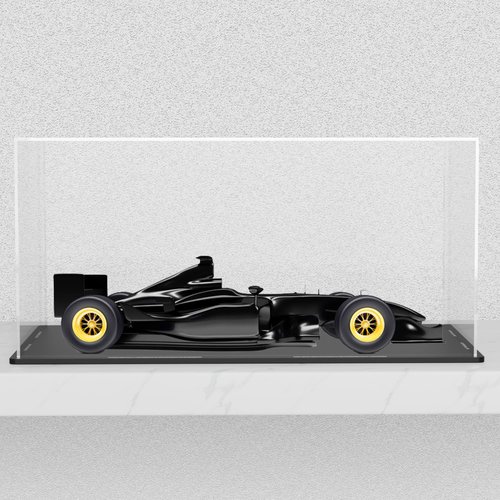 SVENJBB Acrylic Display Case, 10x5x5 Inch Acrylic Boxes for 1:24 Model Cars, Clear Display Cases with Matte Black Base and Lid