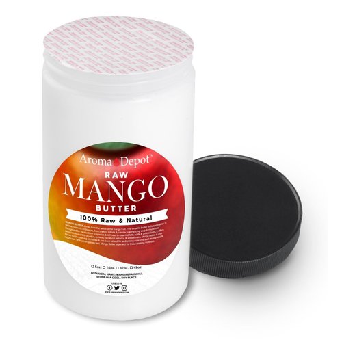 2 lb Mango Butter Raw Unrefined 32 oz. JAR 100% Natural Great for Skin, Body, Hair Care. DIY Body Butter, Lotions, Creams Reduces Fine Lines, Wrinkles, used for eczema psoriasis, Hexane-free
