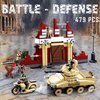 Sluban WW2 Military Base Building Set, Army Toy, Scale Model Kit, with 4 Military Soldier Minifigures, Tank, Motorcycle, Ideal Gifts for Boys Aged, Compatible with Lego Military Set, 479 PCS