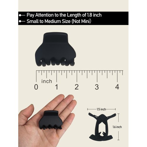 Nalodu Small Hair Claw Clips, 1.8 Inch Bendable Teeth Non-Slip Unbreakable Matte Medium Hair Clip for Women Thin and Medium Curly Hair, 6 Pack