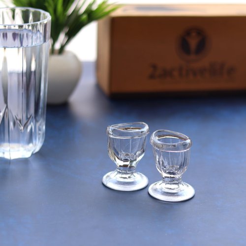 2activelife Glass Eye Wash Cups (Set of 2) with Storage Container | Eye Cleaner Solution for Tired Eyes, Eyestrain, Makeup, and Dust | Eye-Shaped Rim for Eye Rinse and Cleansing - Transparent