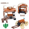 3in1 Train Horse Carriage Building Kit, Horse Stable and Animal Horses, Inn and Carriage with Horn Decoration, Creative Western Cowboy Themed Gifts for Boys Ages 6 Years and Up, 212 Pcs