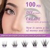 SQYlashes Natural Lash Clusters Wispy D Curl, Individual Lashes Clusters Eyelash Extensions, 100PCS DIY Lash Extensions at home (D16, 8-16mm)