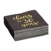 BLUE PANDA 50 Pack Cheers to 30 Years Cocktail Napkins for 30th Birthday, Anniversary Party Supplies, 3-Ply, Black and Gold Foil (5 x 5 Inches)