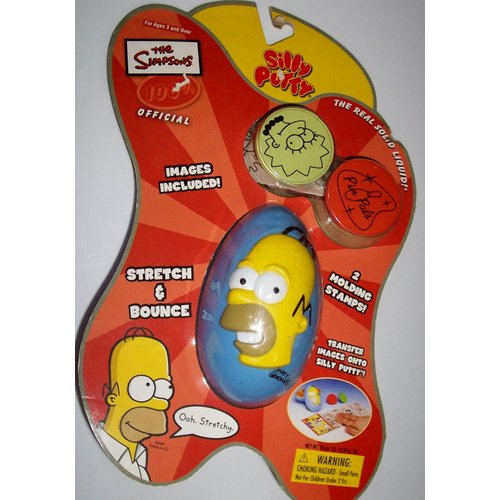 Silly Putty 2003 The Simpsons 100% Official with Homer Egg Storage Container and 2 Molding Stamps