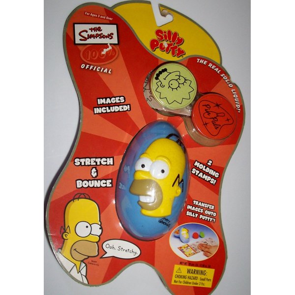 Silly Putty 2003 The Simpsons 100% Official with Homer Egg Storage Container and 2 Molding Stamps