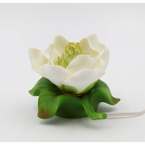 Cosmos Gifts Fine Porcelain Lighted White Magnolia Night Light Figurine, 5-3/8" L