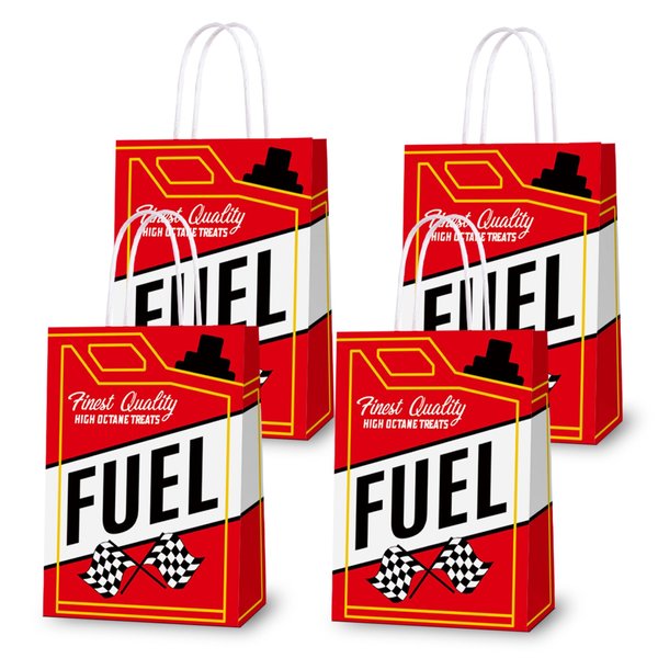 KERINGO 16 PCS Party Bags for Race Car Fuel Party Decorations for Race Car Fuel Baby Shower Party Bags Gift Treat Bags Paper Goody Candy Snack Bags for Kids Boy Girl Birthday Party Supplies and Decor