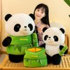 SKINFORD Cute Panda Plush with Bamboo Panda Stuffed Animals Bamboo Plush Toy Kawaii Panda Bear Plushies Doll Plush Hugging Pillow Gifts for Kids Girls Boys Birthday Valentine, 35cm/13.78in, Green