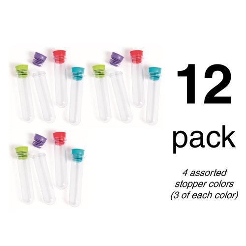 Fun Express Set of 12 Pieces Science Party Test Tube Party Favors, BPA Free Plastic, Birthday Party Supplies, Clear