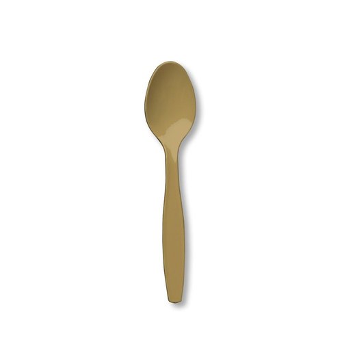 Creative Converting 010589 Lime Green Plastic Spoons-pcs, 24 Count, Glittering Gold