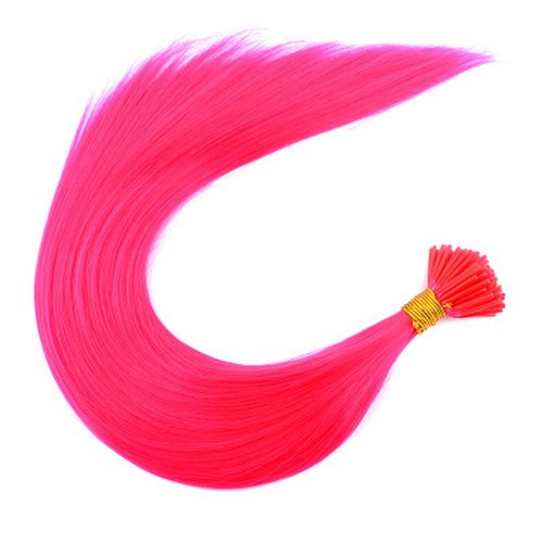 DENIYA Synthetic I Tip Keratin Fusion Hair Extensions Various Color 5G/Strand 50 Strands/Pack Keratin Tip Stick Hair Extensions (I-Tip 45cm) (50 Strand for Rose Pink)