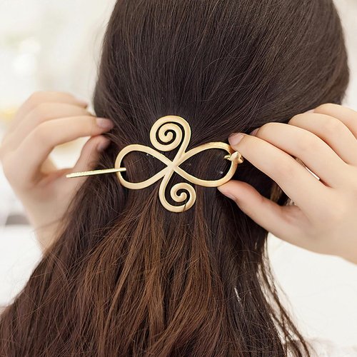 LALAFINA Hair Accessories 10pcs Craft Hair Stick Shawl with Hairpins Women Lady Sticks Copper DIY Hole Metal Fork Vintage for Golden Metal Hair Clips