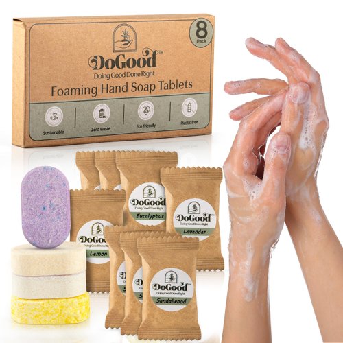 DoGood Foaming Hand Soap Refills - Eco-Concious Foaming Hand Soap Refill Tablets, Foaming Hand Soap Tablets, Lemon, Lavender, Eucalyptus, Sandalwood (8 Pack)