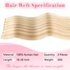 ABH AMAZINGBEAUTY HAIR Hand Tied Weft Hair Extensions Real Human Hair Highlighted Dark Blonde With Platinum Blonde Sew in Weft Human Hair Extensions Straight Full Head P12-60, 50 Gram, 20 Inch