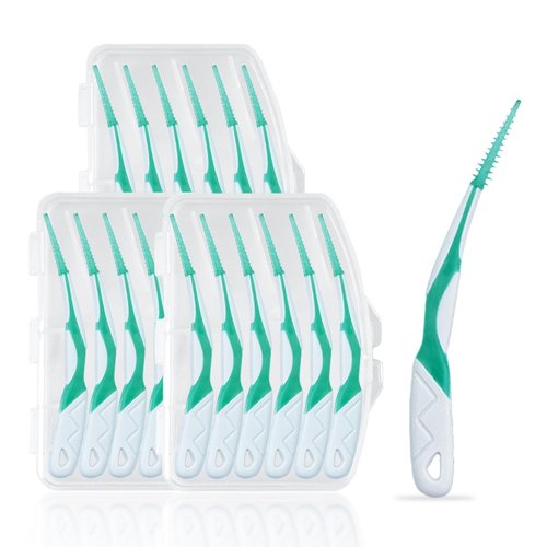 WQINX Dental Floss Picks Portable Soft Silicone Interdental Brush,Floss Picks for Teeth, Disposable interdental Brush, Adaptive Interdental Brush for Cleaning Teeth Healthy (Green, 72pcs)