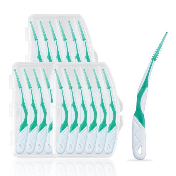 WQINX Dental Floss Picks Portable Soft Silicone Interdental Brush,Floss Picks for Teeth, Disposable interdental Brush, Adaptive Interdental Brush for Cleaning Teeth Healthy (Green, 72pcs)