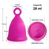 Peachlife Ring Menstrual Cup with Loop Pull Tab Handle - Silicone Reusable for 10 Years - Medium Size, Medium Firm Peachcup