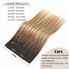 Fish Wire Hair Extensions Real Human Hair Brown to Ash Brown and Light Blonde 100g Ombre Color Hair 20 Inch Natural Straight Fish Line Wire Hair Extensions with Invisible Line Hairpiece #3/8/22