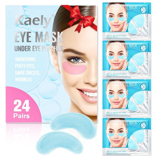 Kaely 24 Pairs Under Eye Patches for Puffy Eyes and Dark Circles,Collagen Eye Masks for Dark Circles and Puffiness,Spa Skincare Anti Wrinkle Patches,Christmas Birthday Gifts for Women Men