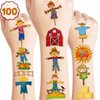 Cute Scarecrow Temporary Tattoos Fall First Birthday Party Decorations Favors Supplies Harvest Themed Stickers 10 Sheets 100 PCS Gifts for Baby Kids Girls Boys Decor Class School Carnival Christmas