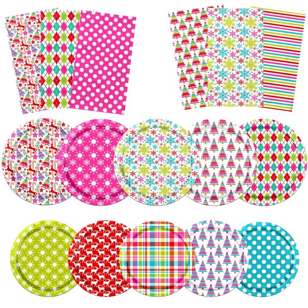 OGMOGKW Christmas Party Decorations Tableware,60pcs Christmas Plates and Napkins Disposable Christmas Trees Elk Snowflakes Paper Plates Xmas Dinner Napkins for Winter Holiday Christmas Party Supplies
