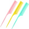 Leinuosen 3 Pack Carbon Fiber Rat Tail Styling Comb, Heat Resistant Anti Static Teasing Comb for Back Combing Root Teasing Adding Volume Evening Styling (Pink, Yellow, Green)