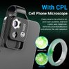 200X Phone Mini Pocket Microscope with LED Light/Universal Clip, Portable Digital Microscope Camera Attachments for 99% Smartphone, Microworld for Kids Adults (Black, 200X with CPL)