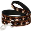 Dog Leash Multi Smoking Monkey Argyle Brown 4 Feet Long 0.5 Inch Wide