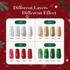 AZUREBEAUTY Nail Polish Set, 4 Colors Christmas Glitter Red Green Gold Silver Quick Dry Natural Vegan Nail Lacquer Strengthening Treatment Kit with Top Coat DIY Salon at Home