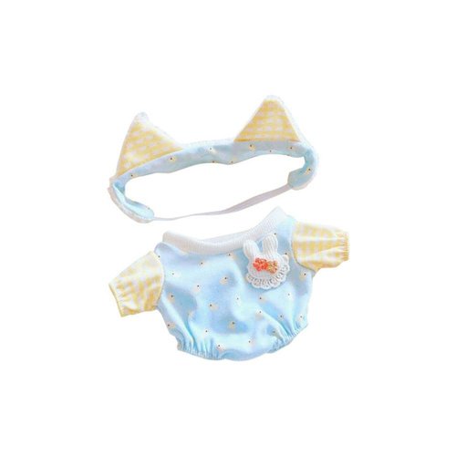 7.8in/20cm Doll Clothes and Headband Set,Cute Rabbit Pattern Suit Doll Wear Clothes Set Accessories