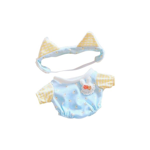 7.8in/20cm Doll Clothes and Headband Set,Cute Rabbit Pattern Suit Doll Wear Clothes Set Accessories