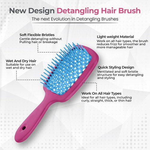 Generic Premium Hair Brush for Wet &amp; Dry Hair, Light Weight, Detangling, Smoothing Hair Brush (Ho...