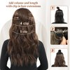 FLIACE Hair Extensions Clip ins, 6 PCS Wavy Extensions, Light Gray&Ash Blonde&Light Brown Thick Hair, Blends Well Hair Extensions (20Inch, 6PCS, Gray Brown&Ash Blonde)