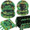 Reptile Birthday Party Supplies for 40 Guests, Disposable Tableware Set Includes Plates, Napkins, Forks, Tablecloth, Jungle Swamp Wilderness Snake Lizard Alligator Turtle Birthday Decorations for Kids