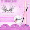 Geeneiya Clear Band Lash Clusters Kit with White Glue Natural Eyelash Clusters Kit 8-16MM Wispy Lash Extension Kit D Curl Individual Eyelash Extensions with Invisible Lash Bond and Seal for Beginners