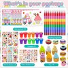 72 Pcs Ice Cream Coloring Book Party Favors Set, Candyland Donut Birthday Party Pinatas Goodie Bag Fillers,Cand Supplies Craft DIY Kit Face Stickers Tattoo for Classroom Sweet Candy Party