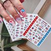 6 Sheets Independence Day Nail Art Stickers USA Flag Nail Decals 3D Self Adhesive Classics American Flag Star Heart Eagle Statue of Liberty Nail Designs Sticker for Women 4th of July Nail Decoration