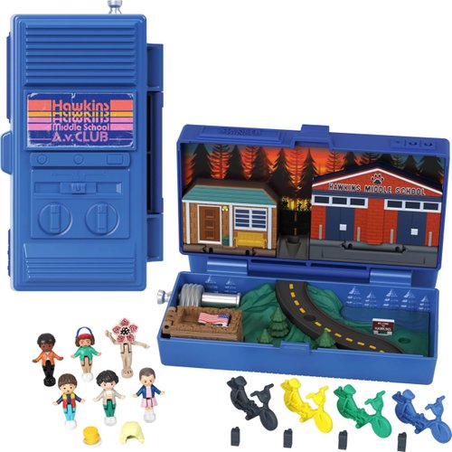 Polly Pocket Collector Playset, Stranger Things Compact with 6 Special Edition Character Dolls an...