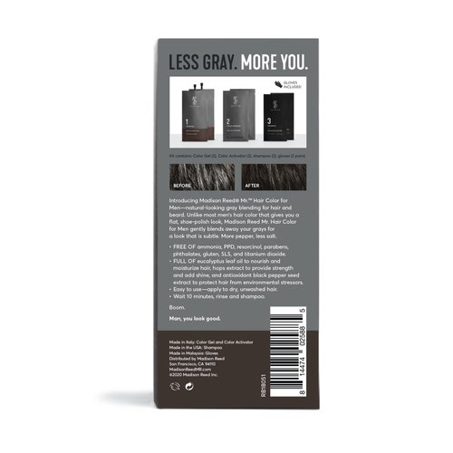 Madison Reed Mr. Hair Color for Men, Dark Brown to Black Demi-Permanent Hair Dye, Reduces Grays in 15 Minutes For Hair & Beard, Nourishing & Strengthening, Keratin & Argan Oil, 2 Applications