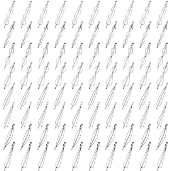 80 Pcs Hair Pins Set Metal Hair Clips Bobby Hair Barrettes Geometric Minimalist Hairpin Decorative Hair Styling Jewelry Hair Clamps for Girls and Women Headwear Accessories（Silver）