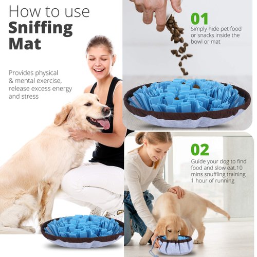 PET ARENA Adjustable Snuffle mat for Dogs, Cats - Dog Puzzle Toys, Enrichment Pet Foraging mat for Smell Training and Slow Eating, Stress Relief Dog Toy for Feeding, Dog Mental Stimulation Toys
