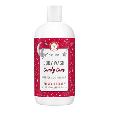 First Aid Beauty FAB Pure Skin Body Wash Candy Cane Holiday Collection Deep Cleansing, Limited Edition 16 Fl oz,