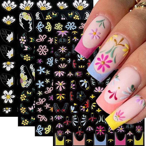Halloween Nail Stickers, Halloween Nail Art Decals 3D Self-Adhesive Pink Ghost Skull Spider Pumpkin Halloween Nail Design DIY Holiday Nail Decoration for Halloween Party (6 Sheets)