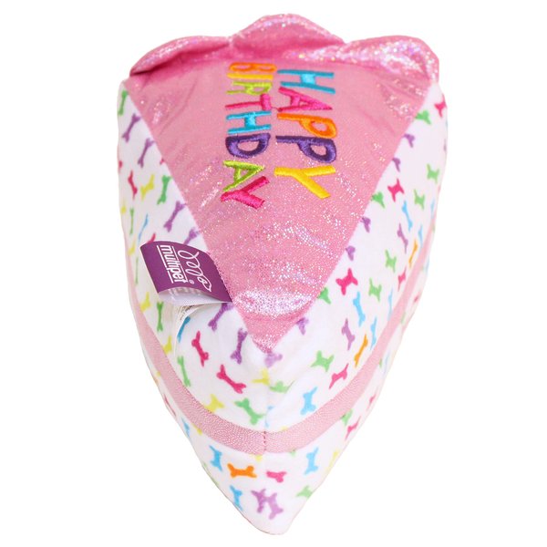 Multipet Birthday Cake Slice Dog Toy, Pink, 6"