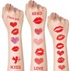 Totelux Valentines Temporary Tattoo Heart Lips Fake Tattoos Waterproof Rose Tattoo Stickers for Women Men Wedding Face Body Decoration Valentines Party favors Supplies